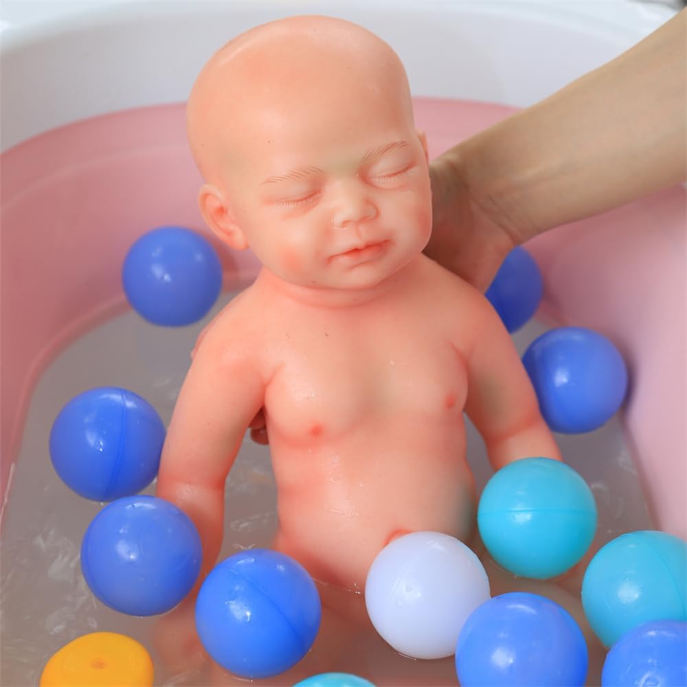 18.5 inch Realistic Full Silicone Baby Doll, Lifelike Reborn Baby Dolls, Toy, and Collectible Bald Girl