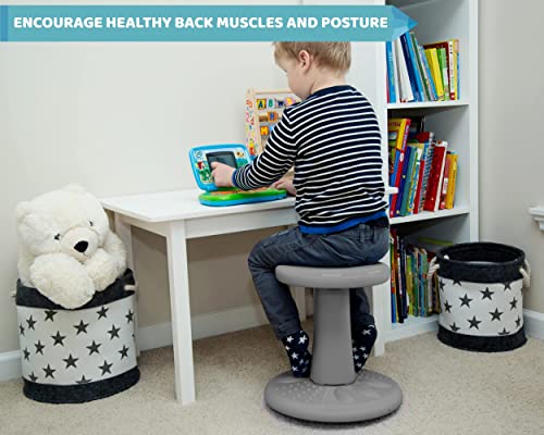 Image of Studico ActiveChairs Kids Wobble Stool, Flexible Classroom Seating Improves Focus, Posture & Helps ADHD /ADD. Get The Wiggles Out Active Fidget Chairs, Preschool | Elementary 14 inch Chair, Ages 3-7, Gray