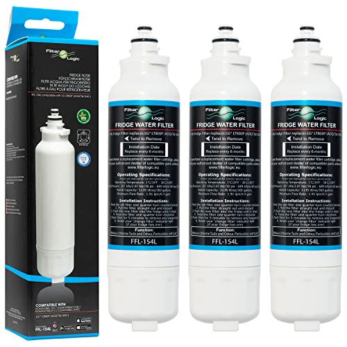 Filterlogic FFL 154L | 3x Filtro de agua compatible con LG LT800P ADQ73613401 ADQ73613401 S ADQ73613408 Cartucho de repuesto del filtro de agua del frigorífico