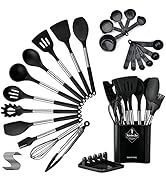 EYSOO Kitchen Cooking Utensils Set 34 Pcs Silicone Kitchen Gadgets Tools Set with Holder for Non-...