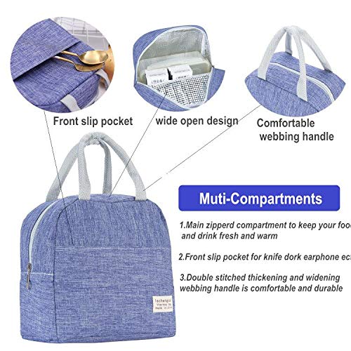 Small Lunch Bags For Women And Men Kids Insulated Cooler Lunch Tote Bag Reusable Lunch Box Kids For Back To School, Work, Office(Denim Blue) #TOP3