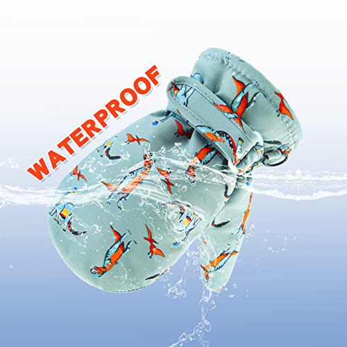 Image of BAVST Toddler Waterproof Mittens Fleece Lined Baby Boys Girls Winter Warm Glove Kids Snow Infant Ski Mitten for 3M-5T