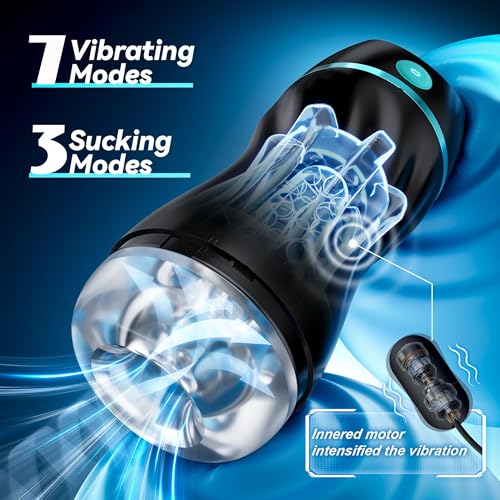 Image of EINSEO AI Interactive Sucking Male Masturbators - 7 Vibration & Suction Hands Free Pocket Pussy Male Stroker with 3D Realistic Textured, Blowjob Toy Penis Pump Adult Male Sex Toys for Men Sex Machine
