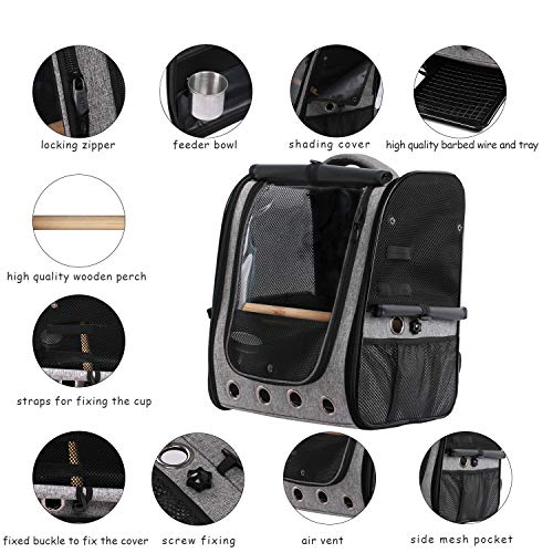 X-ZONE PET Bird Travel Bag Portable Pet Bird Parrot Backpack Transparent Breathable Travel Cage,Lightweight Bird Carrier… - Image 4