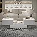 Kurufurt White Marble Modern Coffee Table with Storage for Living Room, Living Room Table Rectangular Center Tables, Sliding Top with Hidden Storage, Wooden Cocktail Table for Dining Reception Room