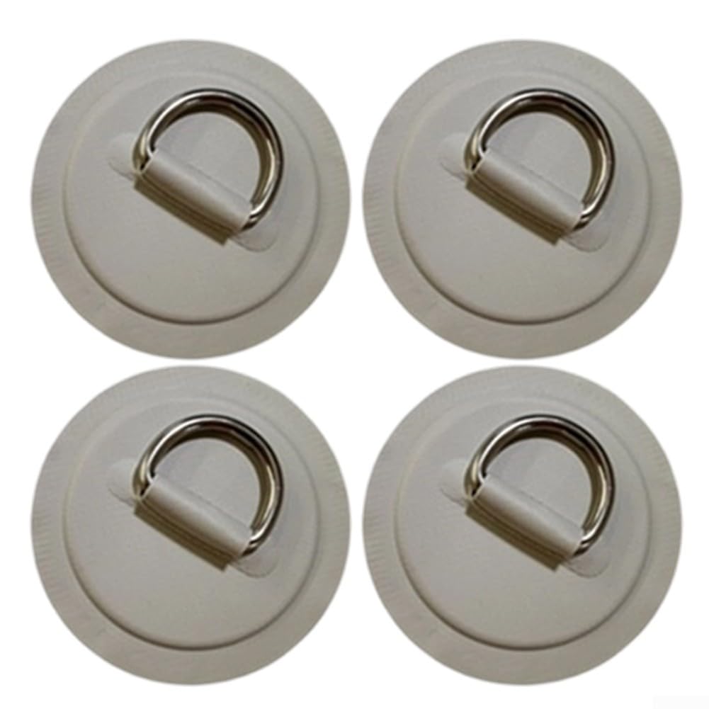 Stainless Steel D-Ring Patch Kit, 4 Pcs Stainless Steel D-Ring PVC Patch Pad-No Glue Include, For Inflatable Boat Paddle Board Canoe-Surfboard, White/Black/Blue/Gray/Red/Orange/Yellow(Gray)