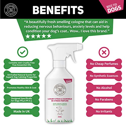 C&G Pets | De stress Perfume Dog Spray 250ml | Dog Perfume | Dog Cologne For Calming Nervous and Anxious Puppy | Citrus Chamomile Essential Oils - Image 3