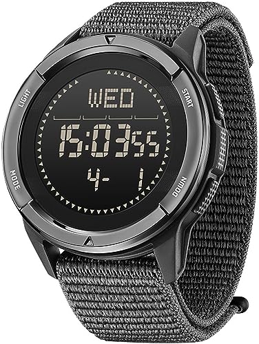 Digital Armbanduhr Herren Militär Mit Schrittzähler Kompass Sportuhr Outdoor Military Watch 5ATM Wasserdicht Chronograph Nylon Taktische Uhr Senioren Groß Jungen