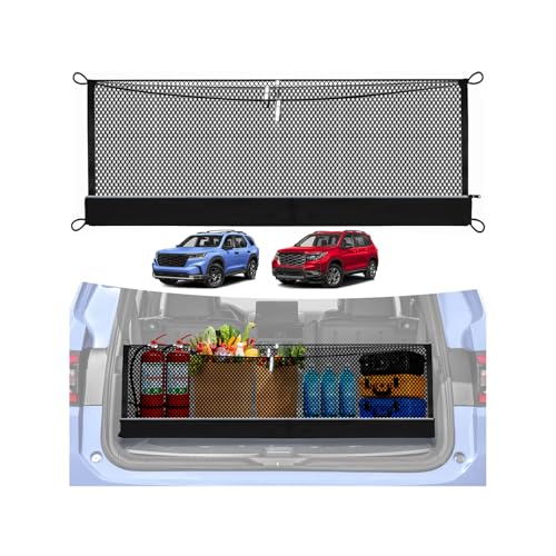 Image of 3-Layer Cargo Net for Honda Pilot /Passport 2023-2026, Zoned Storage Netting | Trunk Net with Integrated Zippered Storage Bag, Heavy-Duty Cargo Organizer Netting for Camping, Trips & Everyday Use