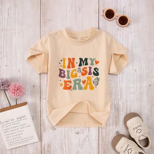 BOUTIKOME Big Sister Shirts for Toddler Baby Girl in My Big Sis Era T-Shirt Summer Tees Announcement Outfit Short Sleeve Tops4