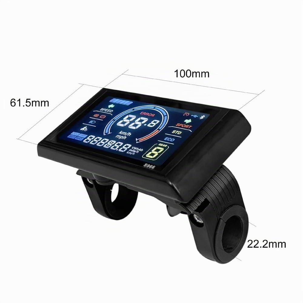 Écran LCD 5 Broches 24-72V LCD-S966 écran Couleur Intelligent Ordinateur de vélo étanche Panneau de Commande de VTT utilisé pour Le contrôleur avec protocole N°2 Connexion Normale