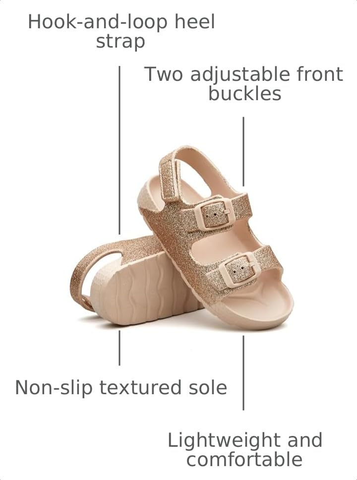 Image of EasyStar Boys and Girls Lightweight Dual-Adjustable Sandal Buckles With Hook and Loop Heel Closure