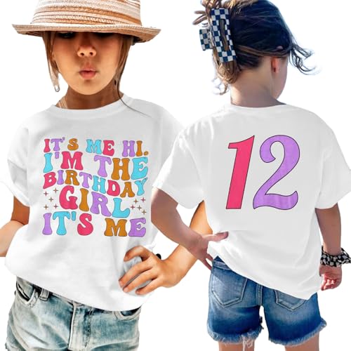 Image of Its Me Hi Im The Birthday Girl Its Me Birthday Girl Shirt Kid B-Day T-Shirt Party Tee Outfit Short Sleeve Tops 6-12Y