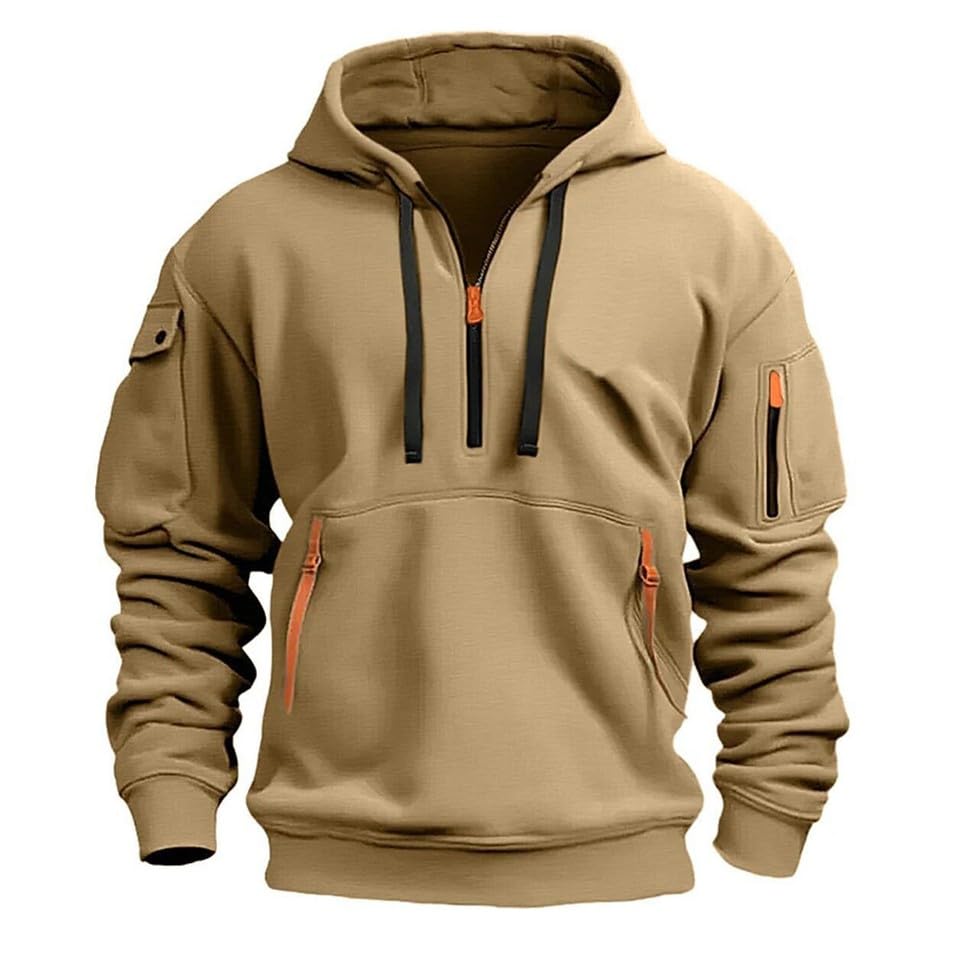 Veste polaire chaude d'hiver pour homme pull de travail zippé kaki taille L