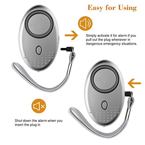 KKmoon Alarme pessoal 120-130dB Som de Emergência Auto-Defesa Alarme de Segurança Chaveiro Lanterna