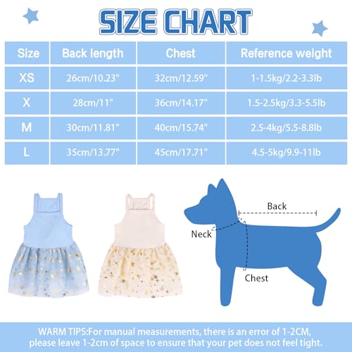 Tutu-Kleid für Hunde und Katzen, Sommer, Tüll, Slip-Spitzenkleid, niedlicher Welpe, Glitzerstern, Rock, Haustier-Partykleidung für kleine, mittelgroße Katzen, Hunde (blau, groß)