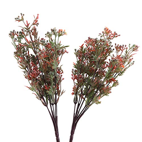 Hengxing Plastic Bushes Plastic Artificial Flowers Shrub Plants Home Wedding Table Floral Arrangement,red