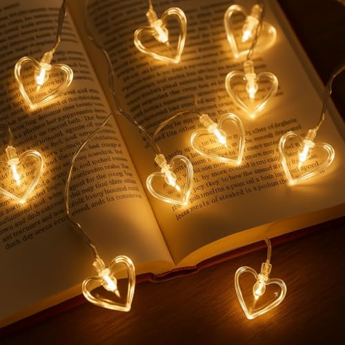 Image of Party Propz Heart Shape Lights for Decoration - 1 Pc, 4m, 8 Led, Heart String Light for Decorations, Decorative Lights for Home, Led Lights for Home Decoration (Corded, Warm White Glow)