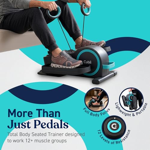Image of Cubii Total Body Under Desk Elliptical Bike with Built-in Upper Body Resistance Bands | Seated Exercise Machine - Arms + Legs Workout for Seniors & All Ages, 12 Resistance Levels, LCD Display
