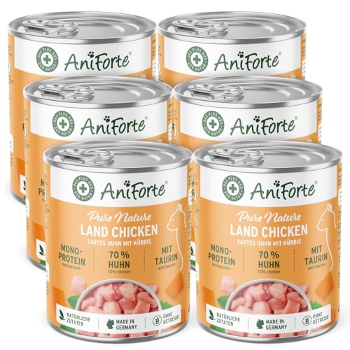 AniForte Land Chicken Nassfutter für Katzen 6 x 400 g – Natürliches Katzenfutter nass getreidefrei, viel frisches Huhn & Gemüse, Katzennassfutter getreidefrei, Futter für Katzen, Wet cat Food