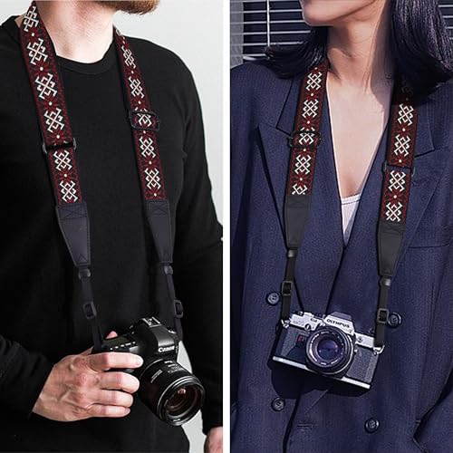 Image of Padwa Lifestyle Adjustable Camera Strap - 1.5 inch Top Layer Cowhide Head Camera Straps for Photographers, Cotton Adjustable Neck Shoulder & Crossbody Strap Quick Release for All Cameras and Binoculars
