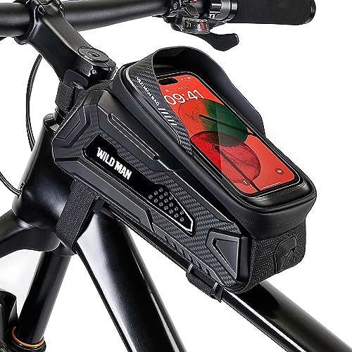 Sac de cadre de téléphone pour vélo de route et VTT WILD MAN M30 noir rouge étanche