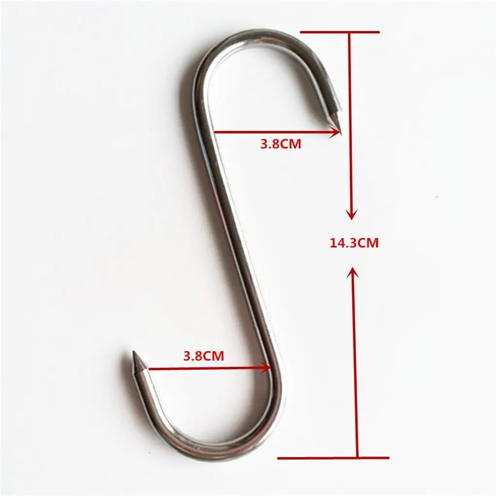 100 ganchos de acero inoxidable en forma de S for carnicero, de metal, for colgar sartenes, ollas y utensilios de cocina, for herramientas de repostería. Para Carnes