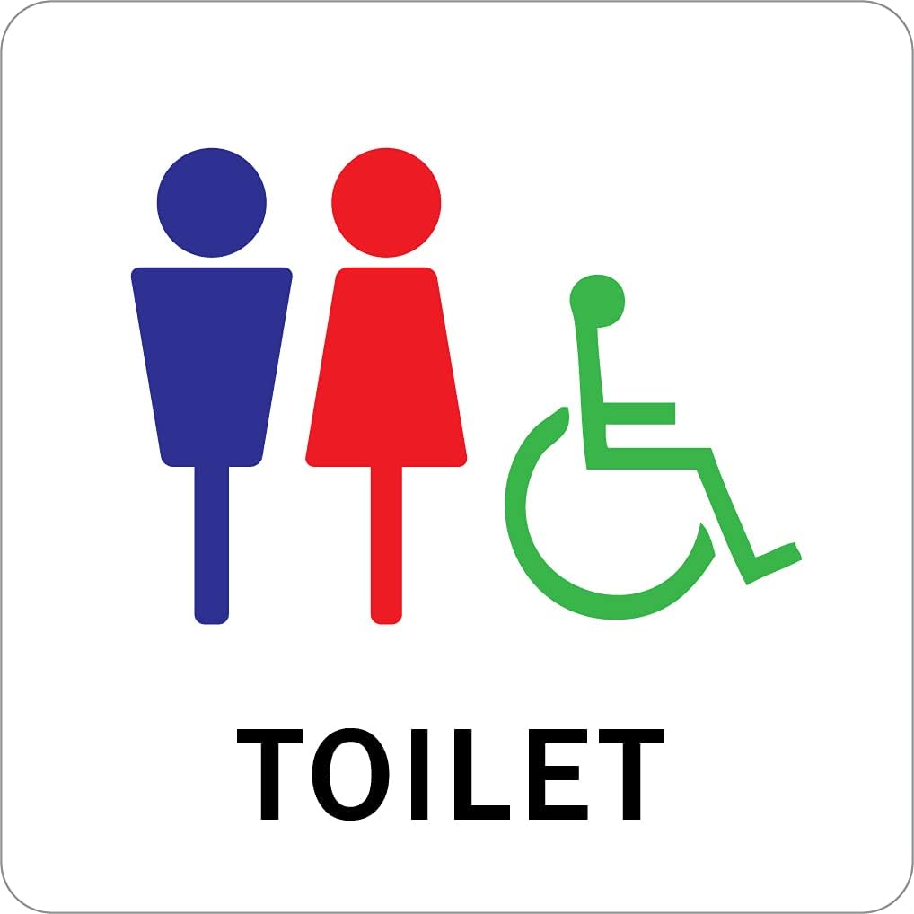 トイレ トイレマーク ピクトサイン 日本未入荷 ステッカー 9x9cm カッティングシート Toilet Eタイプ レストルーム 御手洗 便所 男女車椅子 インテリア
