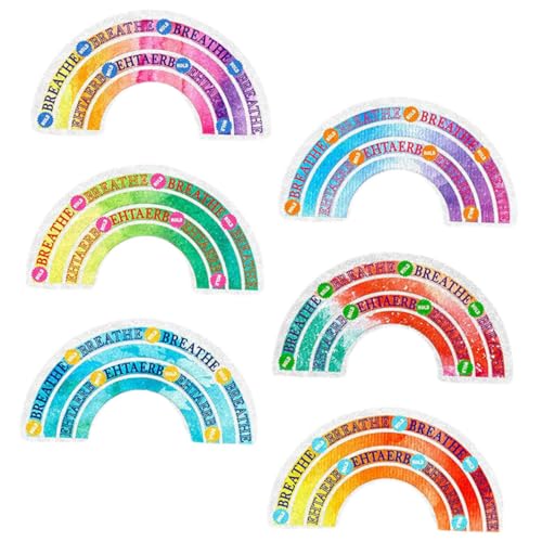 Parliky Relief for Students 6 Pack Calming Adhesive Stickers Sensory Rough Surface Rainbow Phone Back Stickers