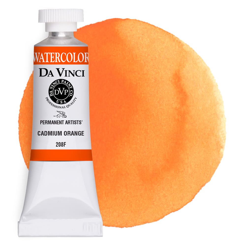 DA VINCI PAINTS Professional Artist Watercolor Paint, Cadmium Orange, 15mL