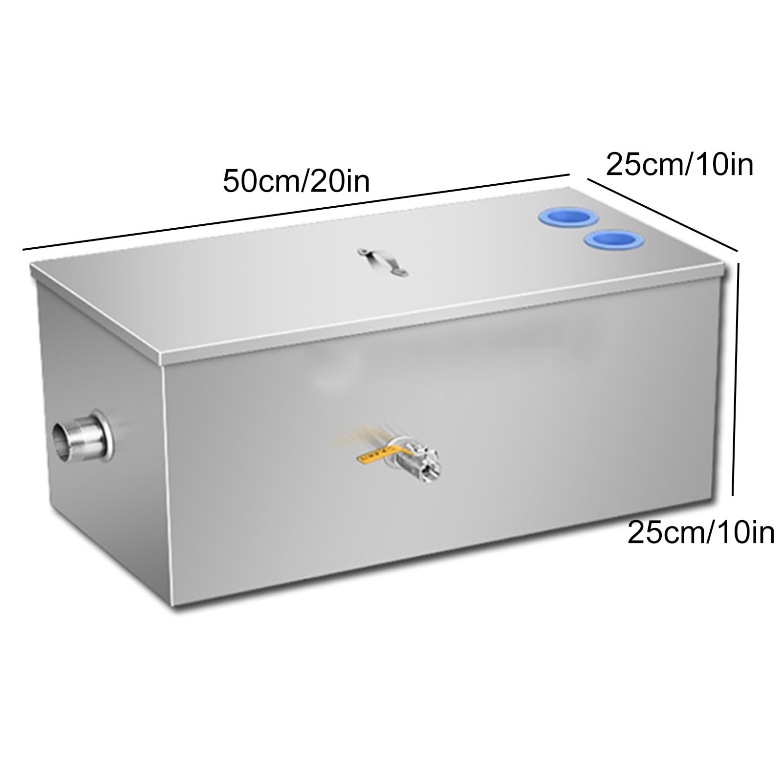 Sifone per grasso commerciale – intercettore in acciaio inox per ristorante e cucina di casa – trappola per grasso sotto il lavello (dimensioni: 50 cm x 30 cm x 30 cm)