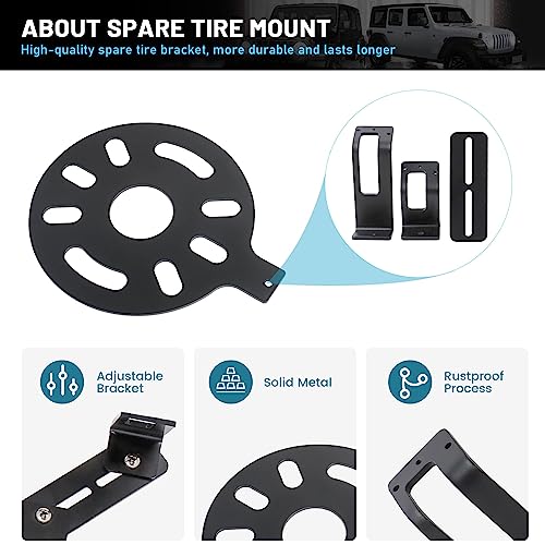 Eway Classic 3.0 Car Adjustable Spare Tire Reverse Backup Camera Mount For 2007-2018 Jeep Wrangler Jk Jku Rubicon Anti-Crack Metal Housing Heavy-Duty #TOP2