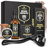 Beard Growth Kit - Beard Kit for Men, Beard Growth Oil (2oz), Beard Balm, Beard Comb, Massager for Spot/Patchy Beard - Christmas, Anniversary, Birthday Gifts for Men, Dad, Husband, Boyfriend
