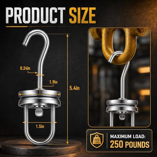 Image of MorningRo 12 Pcs Powder Coating Swivel Hooks 5.4 inch x 1.9 inch Heavy Duty Rotary Spinner Hook Rotating Hanging Oven Painting Spraying Hanger for Wheel Frame Powder Coat Gun Part 250 Lbs Capacity (Silver)