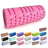 フォームローラー ショート ヨガポール ストレッチ ポールエクササイズ マッサージ 筋膜リリース 猫背 ピラティス 体幹 ダイエット トレーニング (桜ピンク)