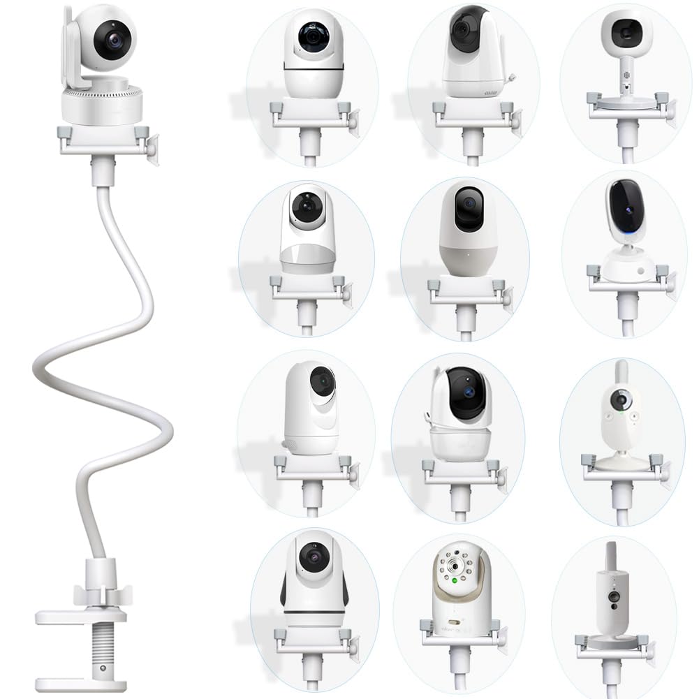 Support pour moniteur de bébé universel blanc avec pince de fixation de lit - 8