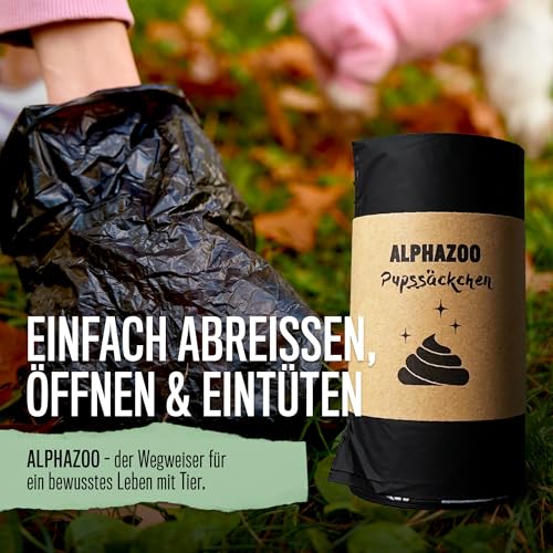 alphazoo Pupssäckchen Hundekotbeutel biologisch abbaubar 300 Stk. I Nachhaltige Kotbeutel für Hunde auf Rollen I Auslaufsichere, reißfeste Hundetüten