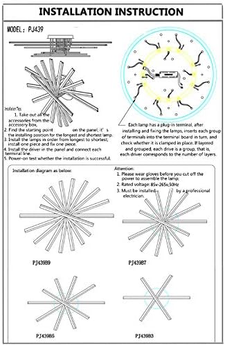 Miniatura 9 de Lámpara de techo LED moderna, lámpara de techo empotrada Ganeed, 7 luces, candelabros acrílicos creativos modernos, blanco frío, 6000 K, accesorio