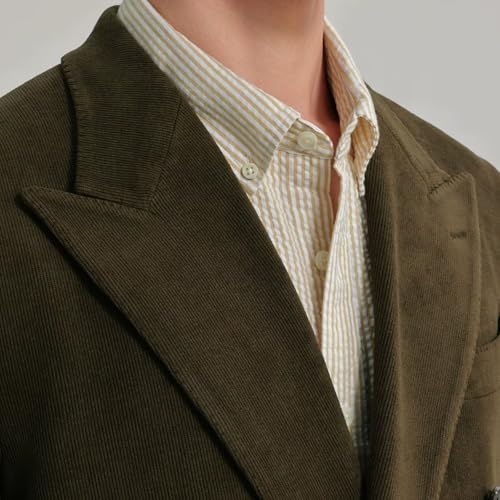 Bakerbear Men Suits 2 Piece Corduroy Peaked Lapel Slim Fit Business Formal Tuxedos Suit for Wedding Prom Jacket Pants Set3