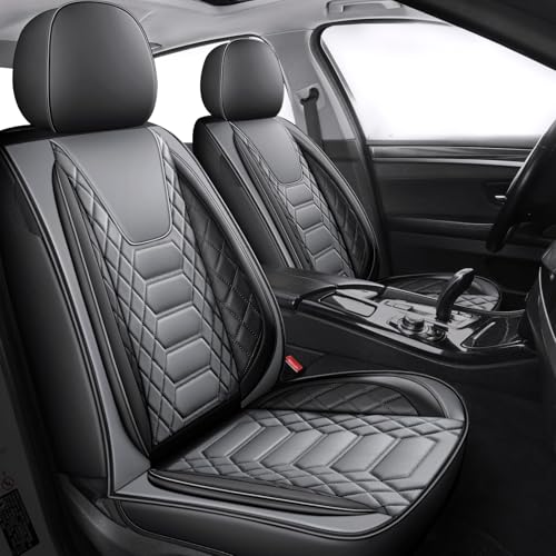 Housses de siege auto en cuir noir et gris universelles pour voiture 5 places