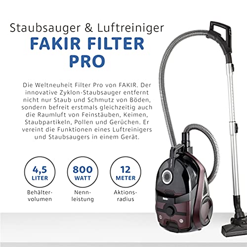 Fakir Filter Pro - Beutelloser Staubsauger mit 8-fach Filtertechnik I Leiser Staubsauger mit HEPA 13 Filter für… - Image 4
