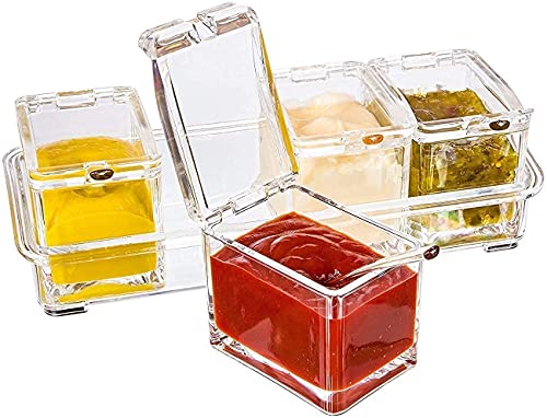 Image of Dimitra Acrylic Home Kitchen 4 Grid Acrylic Seasoning Mukhwas Rasoi Dry Fruit Easy Flow Spice Box Kit With Spoon-Kitchen Masala Storage Box Container Seasoning Organizers Jars (Transparent)