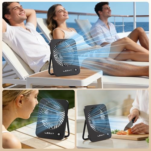 5-Speed Lerat USB Rechargeable Foldable Portable Desk Fan - image 8