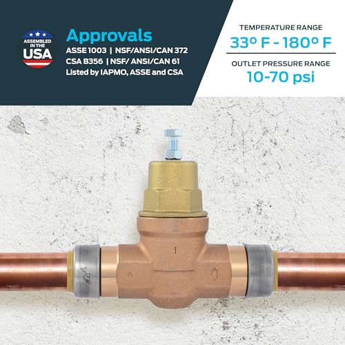 Cash Acme EB45 Pressure Regulating Valve with Disconnect Clip, Direct, 1 Inch Push to Connect, Metal Top, 60 PSI, Compatible with SharkBite, PVA20M-DSB-60 by Cash Acme - Image 4
