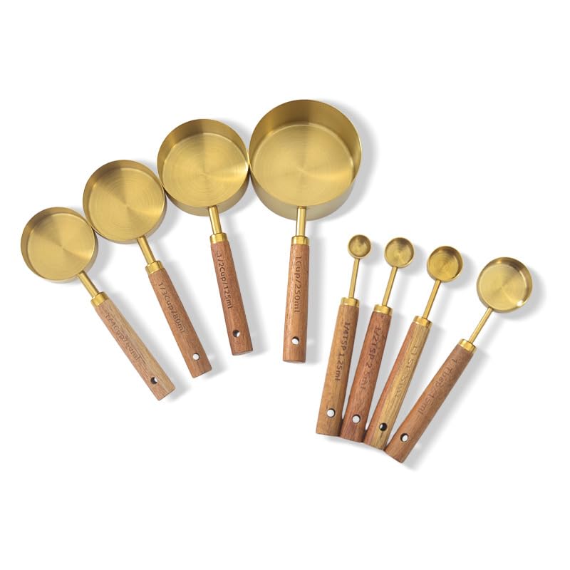 Set de 8 piezas vasos y cucharas medidoras para cocina miniatura 1