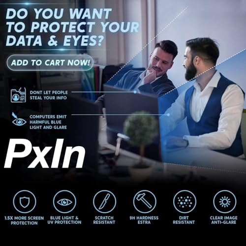 Image of PxIn 16 Inch (16:10) Privacy Screen Filter - NO Eye Strain | Anti-Blue Light + Anti-Glare | No Dry Eyes | Privacy Screen Protector | Touch Screen Enabled