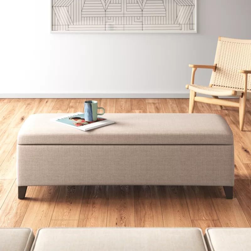 LEGACY OF COMFORT Afrim 50.5'' Wide Rectangle Storage Ottoman Upholstered Ottoman Bench for Living Room, Chest for Sofa Couch Bedroom Entryway (Natural)-image-43
