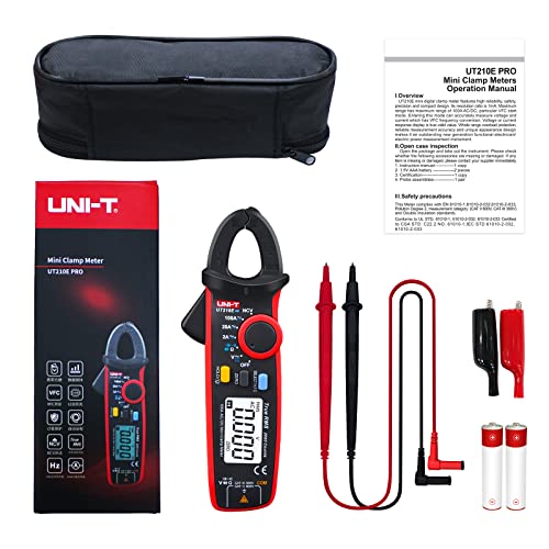 Image of UNI-T UT210e Pro Digital Clamp Meter with Alligator Electric Clips Test Leads, AC /DC Amp Meter Clamp Multimeter Tester Voltmeter HVAC Tool