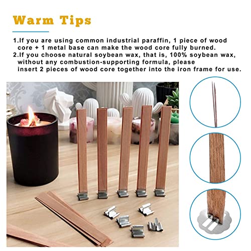 50 mechas de madera para velas con base de acero inoxidable miniatura 6