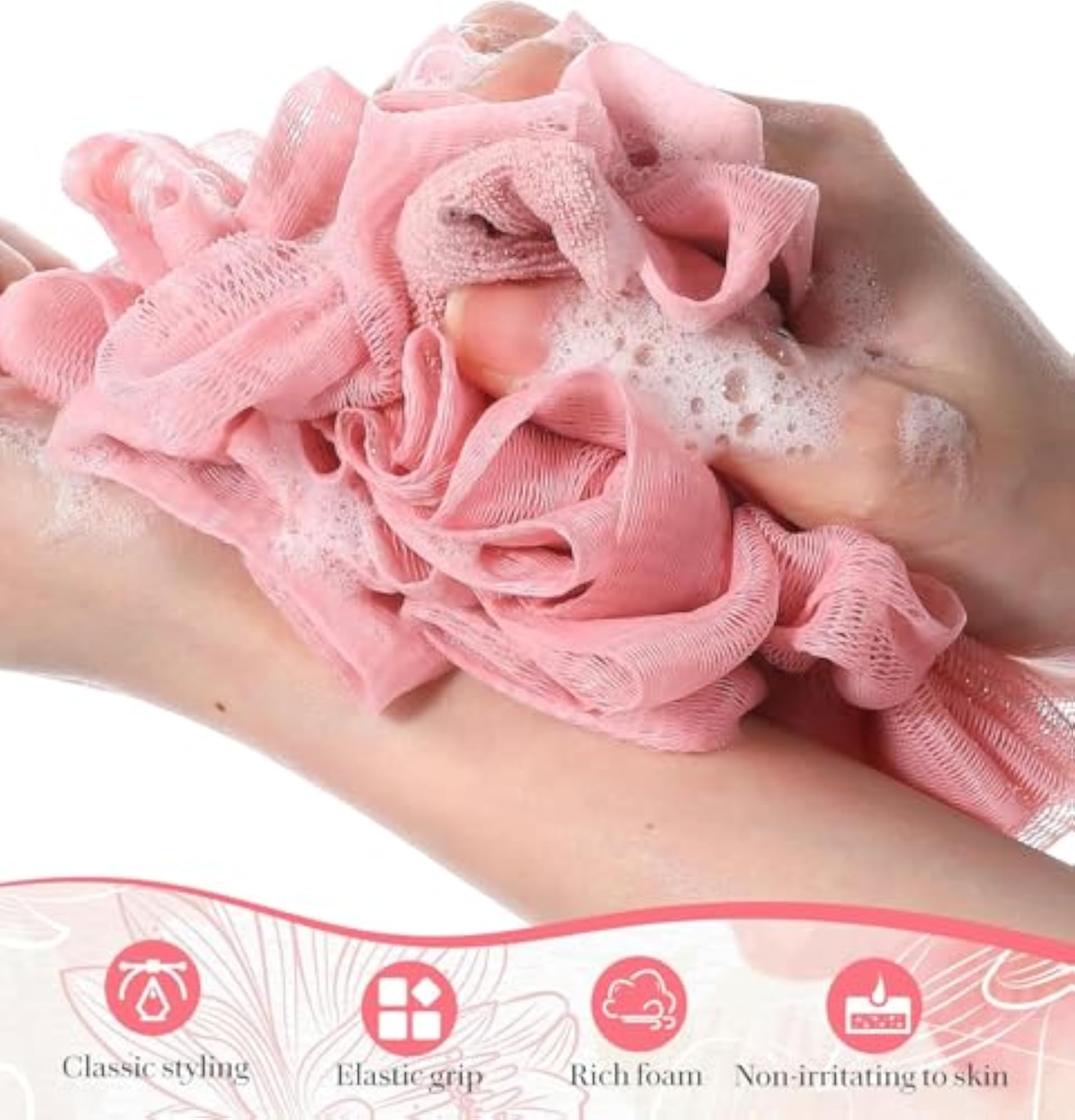 Loofahs Washcloth Combo 2-In-1 Exfoliating Shower Sponge